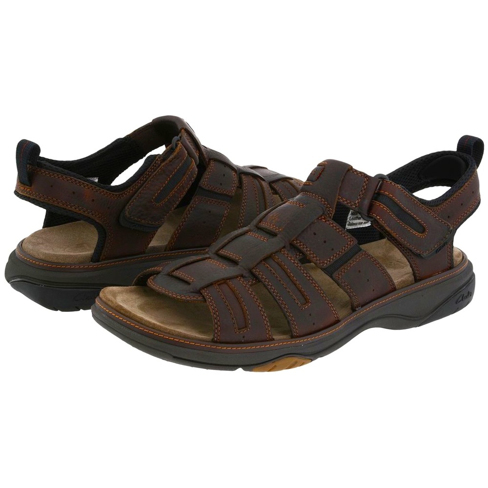 Clarks Merrimack Velcro Strap Sandals Brown Oily